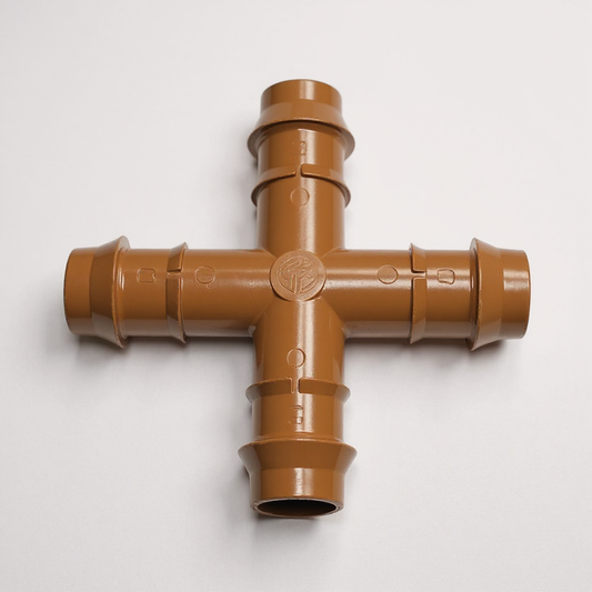 Netafim 17mm Barbed Techline Insert Cross - Compatible with 1/2" Drip Line Tubing - 32500-006340